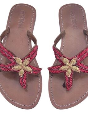 Mystique Hand-Beaded Starfish Leather Sandals